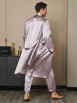 [Bleek Mauve] SilkSilky-NL 19Momme Lange Mouw Mens Robe 002