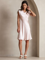 [Roze] SilkSilky-NL Cap Sleeve V Neck Jurk 004