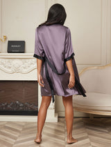 [Paars Grijs] SilkSilky-NL Half Sleeve Dames Kamerjas 002