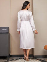 [Paars] SilkSilky-NL Lange Mouw Nightgown 002