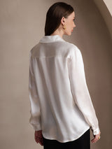 [Wit] SilkSilky-NL 19Momme Lange Mouw Reverskraag Dames Blouse 002