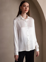 [Wit] SilkSilky-NL 19Momme Lange Mouw Reverskraag Dames Blouse 003