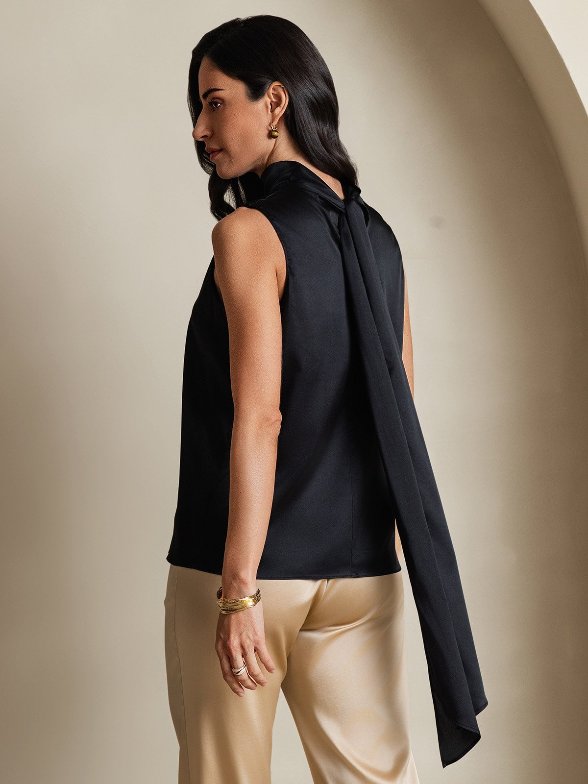 [Zwart] SilkSilky-NL 19Momme Zijde Blouse 002