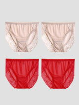 [Beige+Red] SilkSilky  Silk Jersey Panty 003