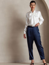 [Wit] SilkSilky-NL 19Momme Lange Mouw Strikhals Blouse 008