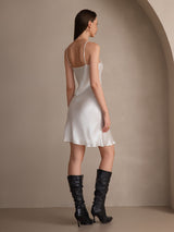 [Wit] SilkSilky-NL Spaghetti Bandjes V Hals Jurk 002