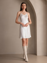 [Wit] SilkSilky-NL Spaghetti Bandjes V Hals Jurk 004