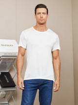 [Wit] SilkSilky-NL Korte Mouw Crew Hals Heren T-Shirt 001