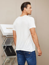 [Wit] SilkSilky-NL Korte Mouw Crew Hals Heren T-Shirt 002
