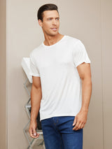 [Wit] SilkSilky-NL Korte Mouw Crew Hals Heren T-Shirt 003