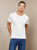 [Wit] SilkSilky-NL Korte Mouw Crew Hals Heren T-Shirt 004