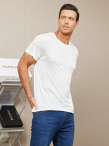 [Wit] SilkSilky-NL Korte Mouw Crew Hals Heren T-Shirt 005