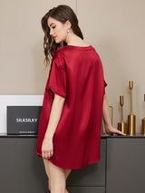 [Wijn] SilkSilky-NL Short Sleeve Round Neck Dames Pyjama Set 002