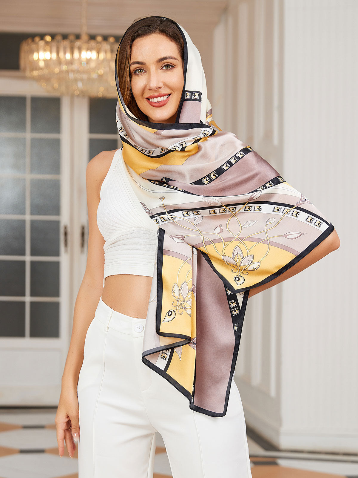 SilkSilky NL Pure Silk Scarf Geel 001