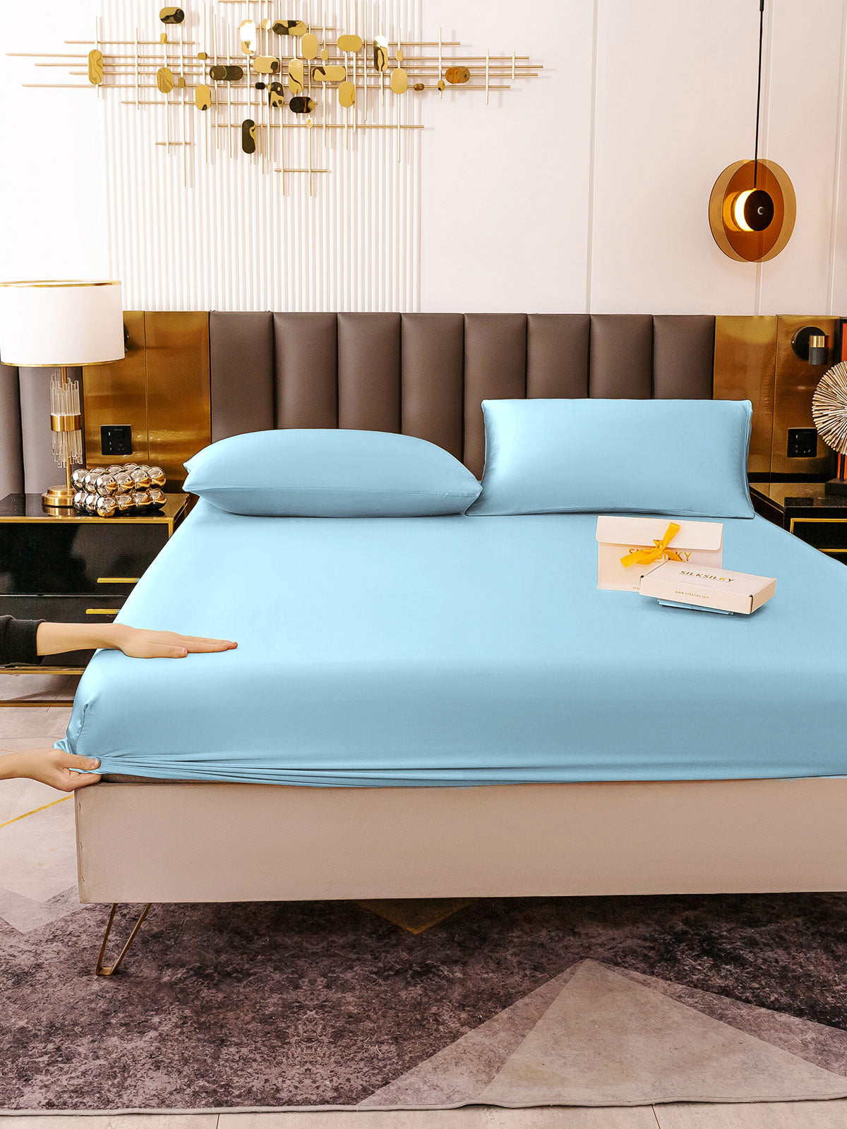 [Lichtblauw] SilkSilky-NL 19Momme Bedding Set 006