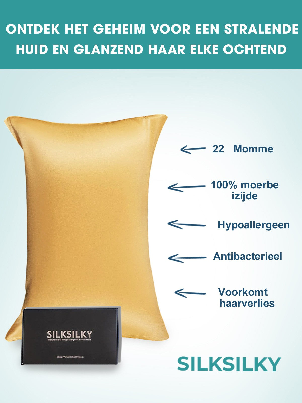 [Champagne] SilkSilky-NL 22Momme Pure Silk Pillowcase 002