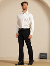 [Wit] SilkSilky-NL 19Momme Lange Mouw Reverskraag Heren Shirt 007