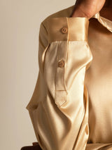 [Champagne] SilkSilky-NL Long Sleeve Lapel Collar Dames Blouse 007
