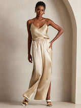 [Champagne] SilkSilky-NL Spaghetti Strap V Neck Cami-Top 003