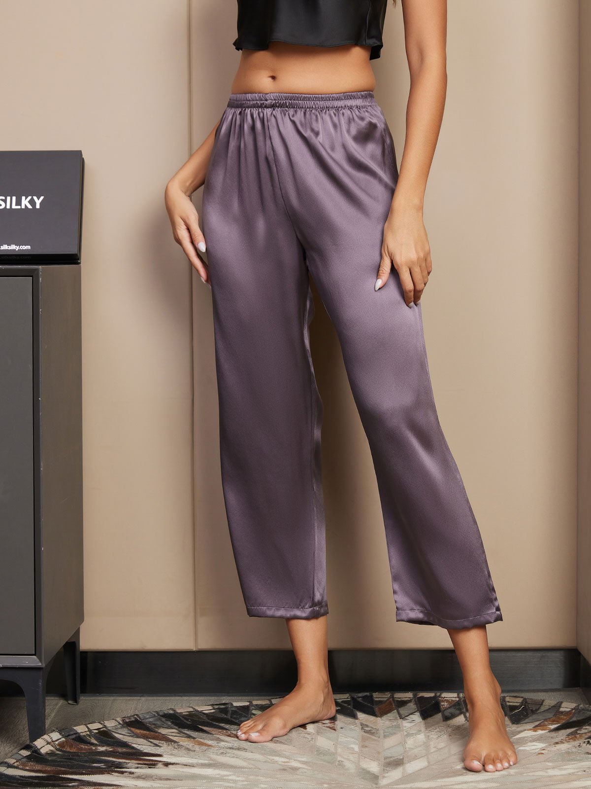 [Paars Grijs] SilkSilky-NL Womens Sleep Bottoms 004