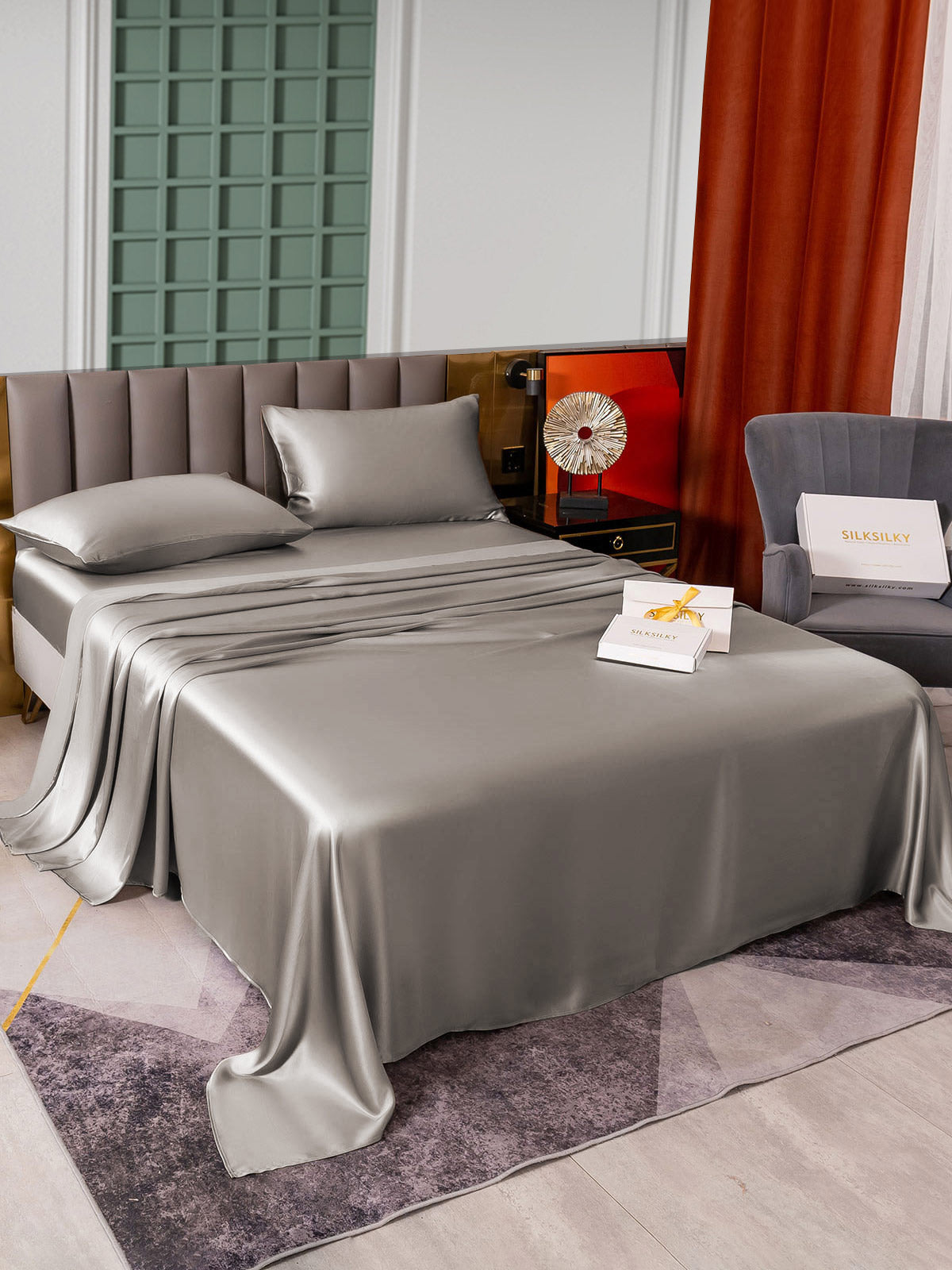 [Grijs] SilkSilky-NL 25Momme Bedding Set 005