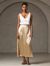 [Wit] SilkSilky-NL Sleeveless V Neck Cami-Top 001