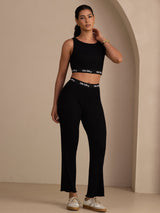 [Zwart] SilkSilky-NL Sleeveless Crew Neck Women's Outfit Sets 005
