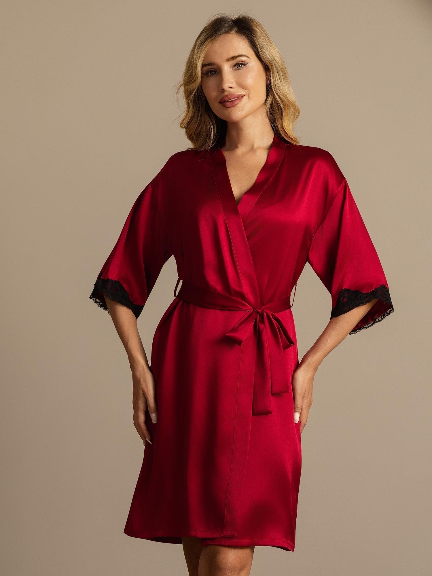 [Wijn] SilkSilky-NL Zijde Womens Robe 001