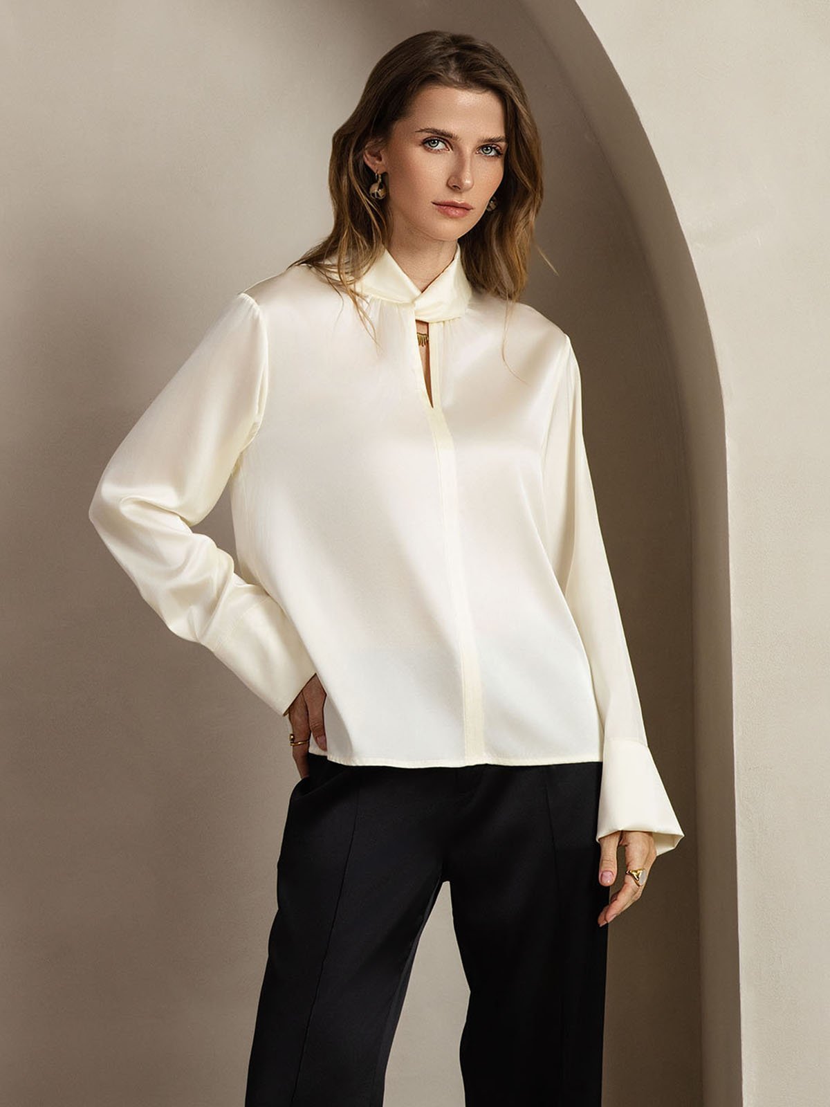 [Ivoor] SilkSilky-NL 19Momme Zijde Womens Shirt 008