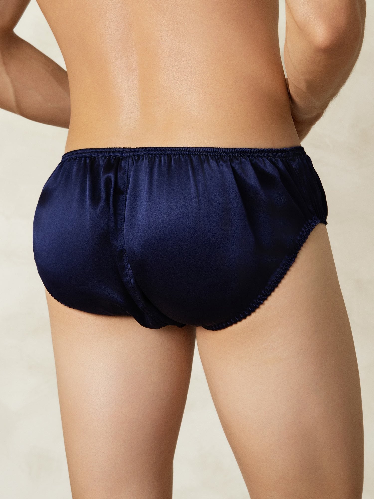 [Donkerblauw] SilkSilky-NL Zijde Mens Underwear 002
