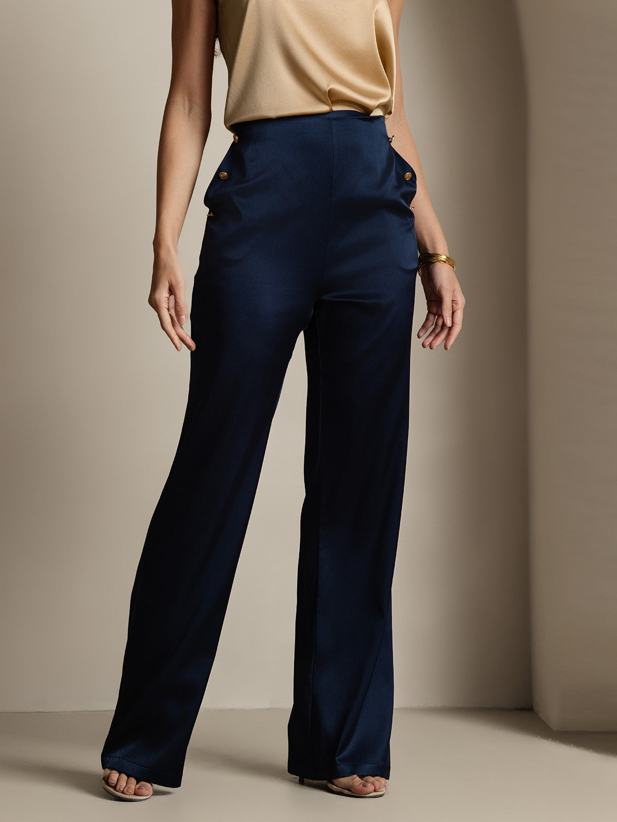 [Donkerblauw] SilkSilky-NL 19Momme Zijde Womens Pants 005