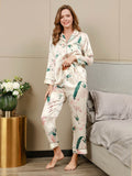 SilkSilky NL Pure Silk Lange Mouw Revers Dames Pyjama Set Ivoor 003