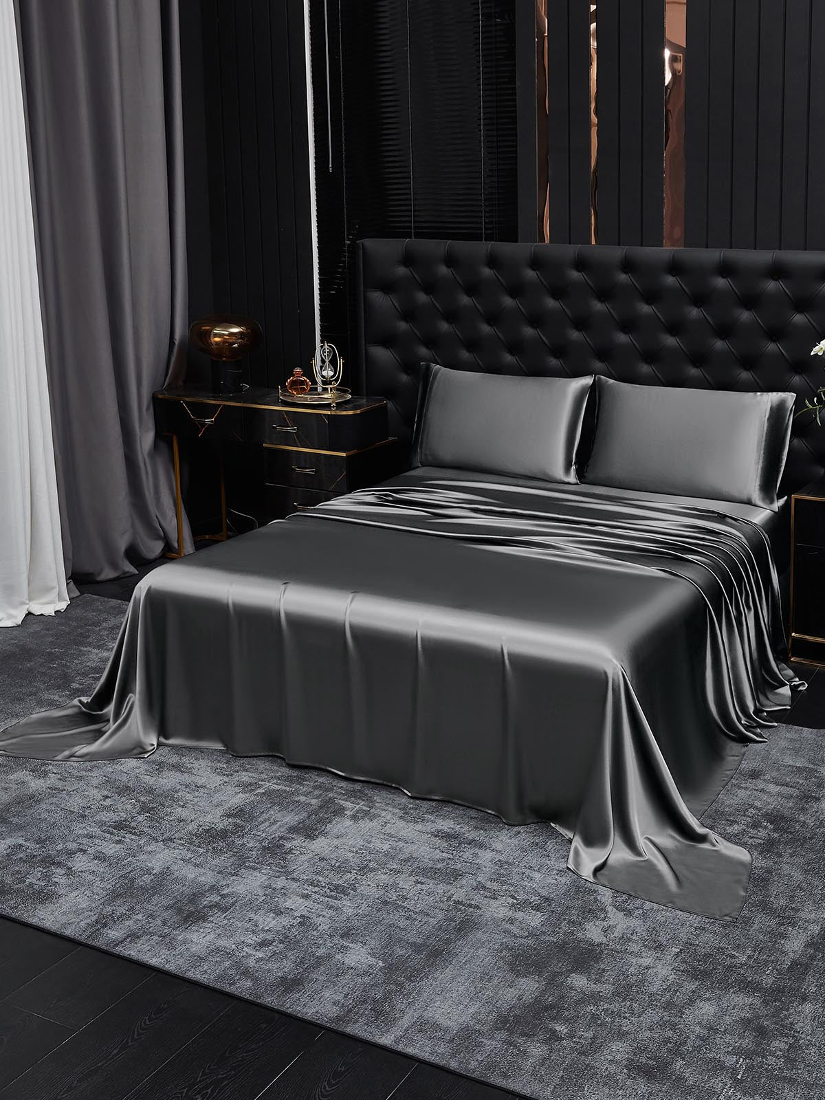 [Donkergrijs] SilkSilky-NL 19Momme Bedding Set 002