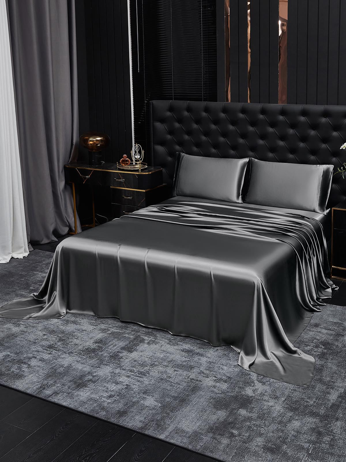 [Donkergrijs] SilkSilky-NL 19Momme Bedding Set 001