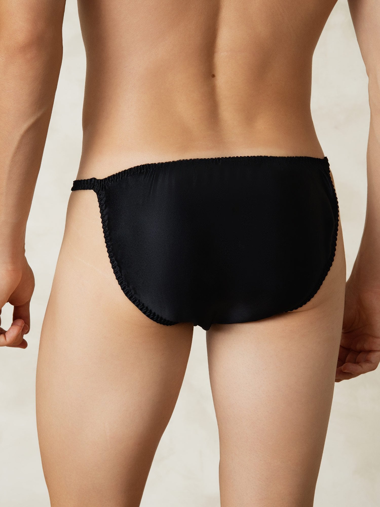 [Zwart] SilkSilky-NL Zijde Mens Underwear 002