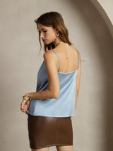 [Grijsachtig Blauw] SilkSilky-NL 19Momme Spaghetti Bandjes Waterval Hals Cami-Top 002