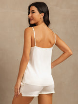 [Wit] SilkSilky-NL 19Momme Zijde Mouwloos Ronde Hals Cami-Set 002