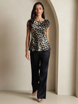 [Leopard] SilkSilky-NL 19Momme Zijde Ronde Hals Dames T-Shirt 006