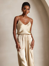 [Champagne] SilkSilky-NL Spaghetti Strap V Neck Cami-Top 001