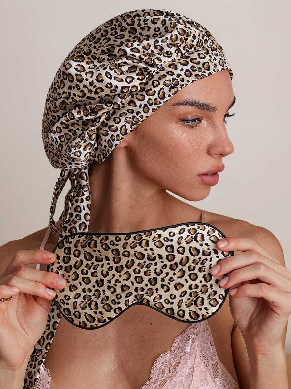 SilkSilky-NL Zijde Sleep Cap Leopard 005