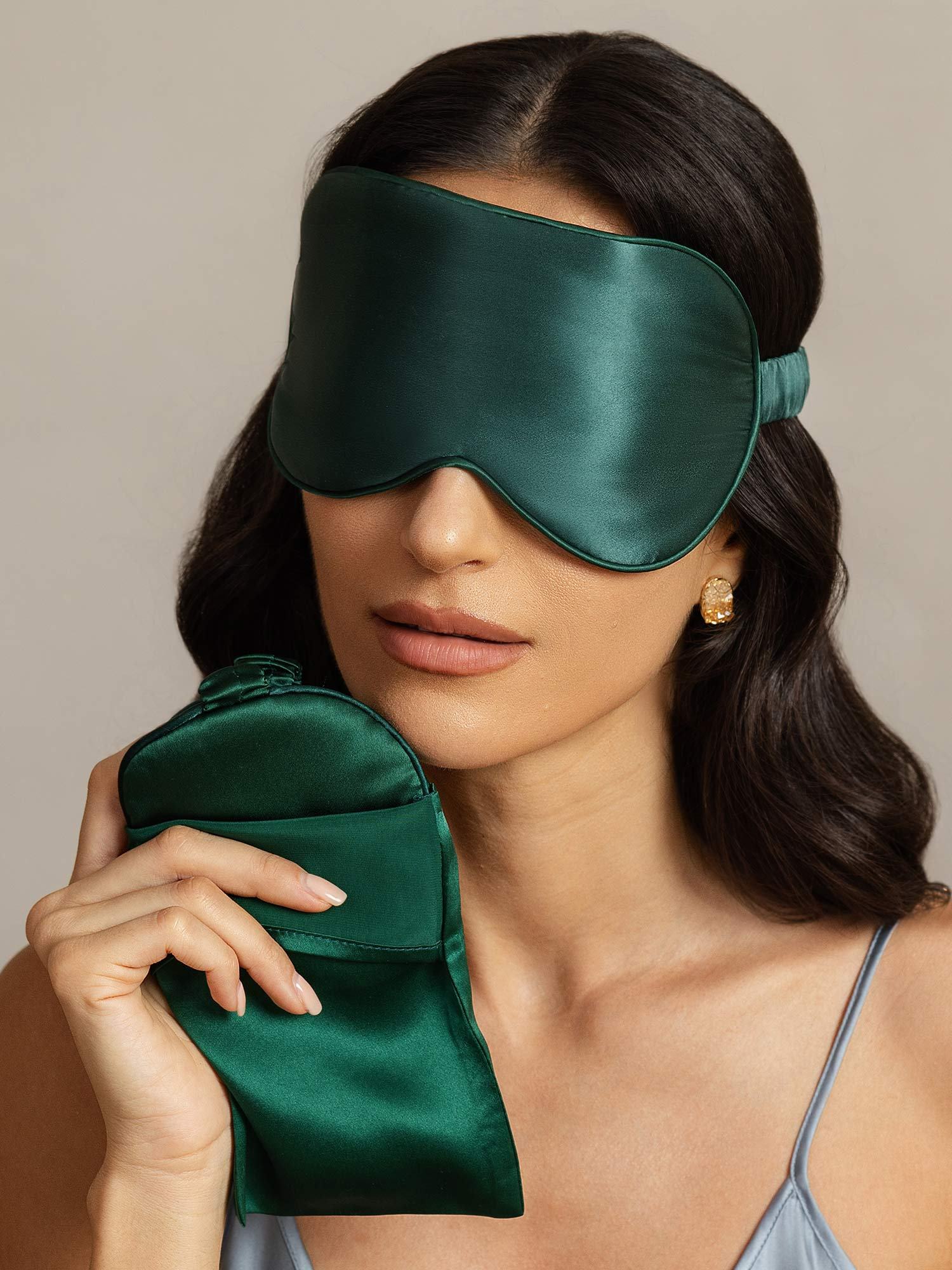 [Donkergroen] SilkSilky-NL Zijde Eye Mask 003