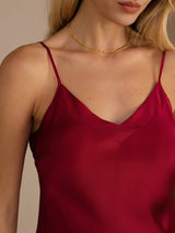[Wijn] SilkSilky-NL Spaghetti Strap V Neck Cami-Top 004