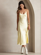 [Lichtgeel] SilkSilky-NL Spaghetti Strap V Neck Nachthemd 005