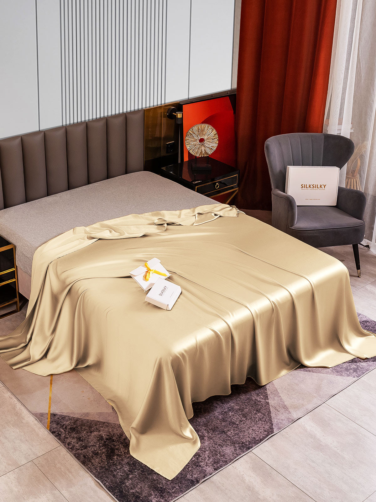 [Beige] SilkSilky-NL 22Momme Sheet 002