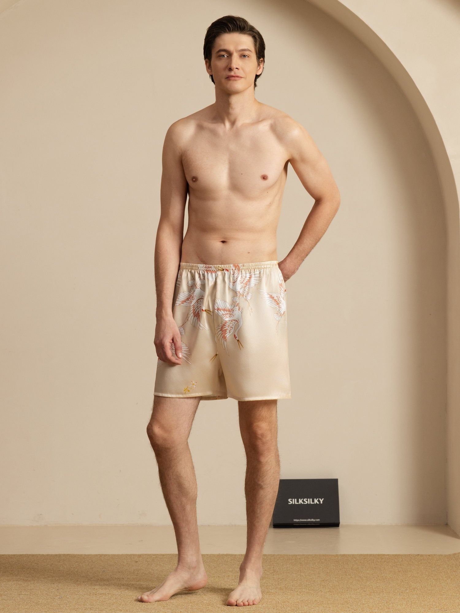 [Champagne] SilkSilky-NL 19Momme Mens Sleep Bottoms 006