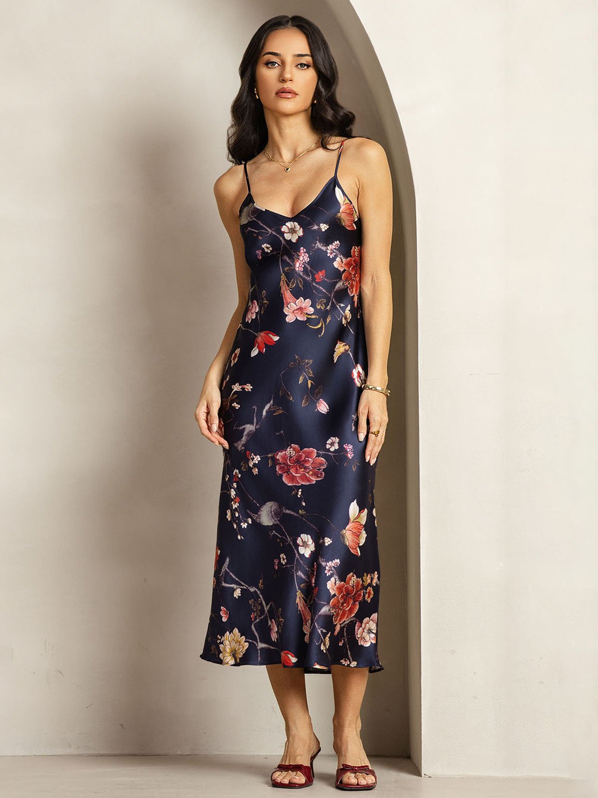[MarineBloemen] SilkSilky-NL 19Momme Zijde Dress 001