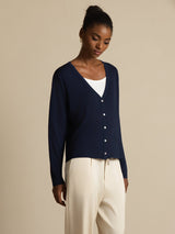 [Donkerblauw] SilkSilky-NL Long Sleeve Dames Cardigan 001