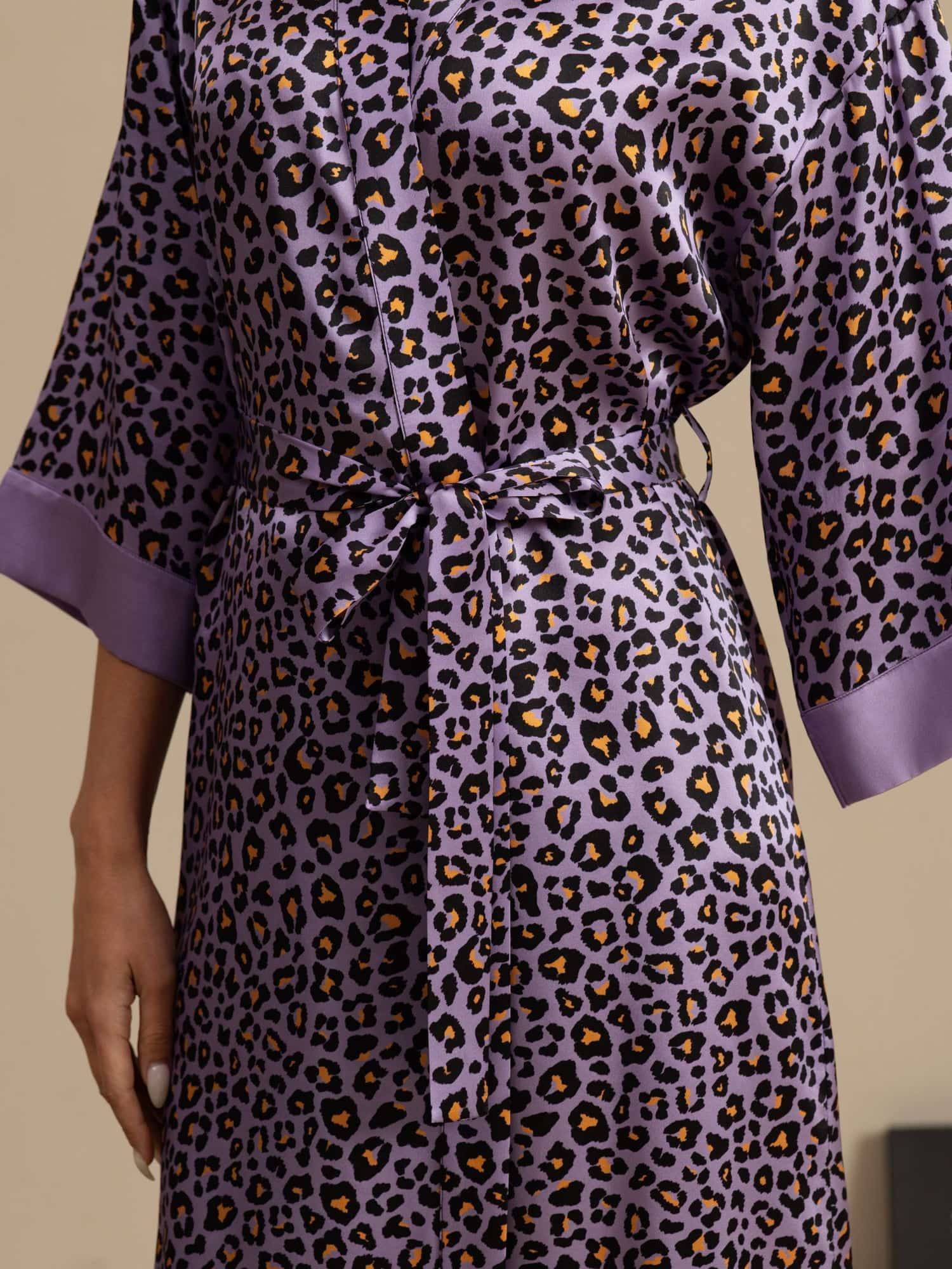 [Paarse Luipaard] SilkSilky-NL 19Momme 3/4 Mouw Dames Kamerjas 004