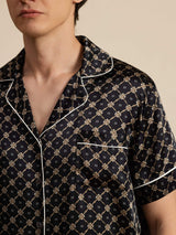 [Zwarte Ketting] SilkSilky-NL Korte Mouw Notchkraag Heren Pyjama Set 004