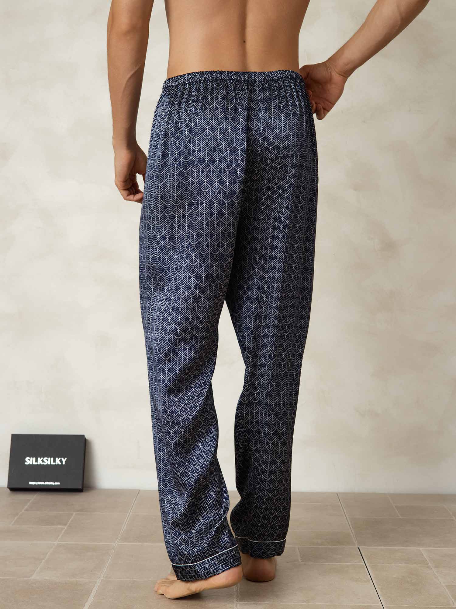 [Marine Ginkgo] SilkSilky-NL Mens Sleep Bottoms 002